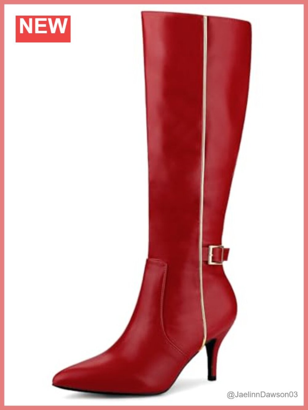 Women's Pointy Toe Stiletto Heel Knee High Boots PU Rubber Sole